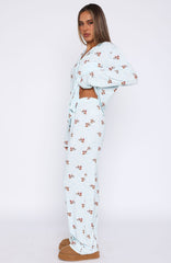 Pillow Talk Printed Long Sleeve Pyjama Set Blueberry Breakfast