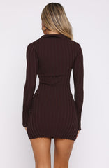 From Now On Long Sleeve Mini Dress Chocolate