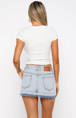 Never Guilty Denim Mini Skirt Light Blue