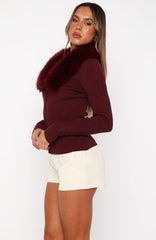 All Bundled Up Knit Cardigan Burgundy