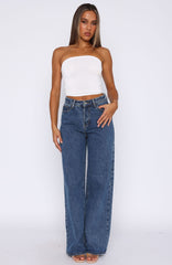 Bring The Style High Rise Wide Leg Jeans Admiral Blue