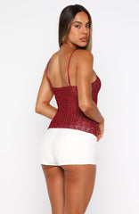 Femme Fuel Sequin Crochet Top Berry