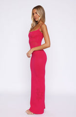 Deep Love Knit Maxi Dress Fuschia