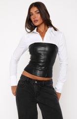 Won't Tell You Again PU Bustier Black