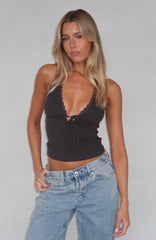 Believing The Lies Halter Top Charcoal
