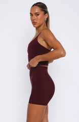 Keep Up High Waisted Shorts 4" Merlot