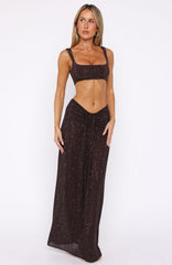 Secret Kisses Embellished Maxi Skirt Chocolate