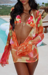 New Rules Long Sleeve Mini Dress Tropical Bloom