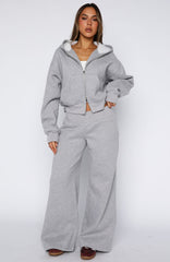 Come A Long Way Wide Leg Sweatpants Grey Marle