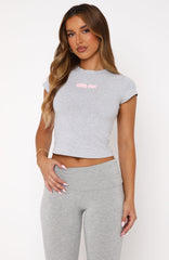 Around In Circles Baby Tee Grey Marle