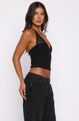 From The Skies Halter Top Black