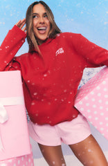 All I Want For Christmas Oversized Hoodie Red