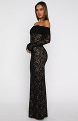 Be My Peace Lace Long Sleeve Maxi Dress Black