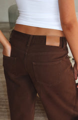 Bring The Style Low Rise Wide Leg Jeans Chocolate Wash