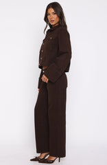 Bring The Style Low Rise Wide Leg Jeans Chocolate Wash