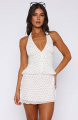 Busy Getting Money Halter Top White Polka Dot