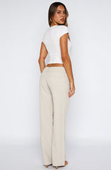 Claim You As Mine Pants Beige Pinstripe