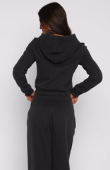 Comfy And Cute Slim Zip Front Hoodie Charcoal