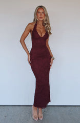 Destiny Lace Maxi Dress Burgundy