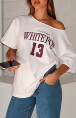 Everything In Time Off Shoulder Oversized Tee White