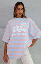 In The Valley Oversized Tee Blue/Pink Stripe