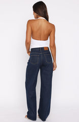 Kiara Mid Rise Barrel Leg Jeans Dark Blue