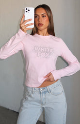 Let's Get Going Relaxed Long Sleeve Baby Tee Pink