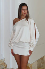 Love Letter Long Sleeve Mini Dress Off White