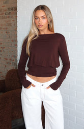 Love On Lock Long Sleeve Top Chocolate