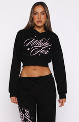 Love You Regardless Cropped Zip Front Hoodie Black