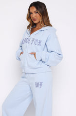 Lucky Ones Boxy Zip Front Hoodie Baby Blue