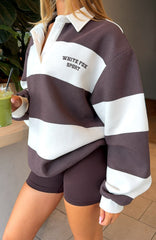 Make It Known Oversized Henley Sweater Dark Chocolate