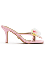 Megan Orchid Mules Pink Satin/White