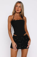 Mirrorball Mood Sequin Mini Skirt Black