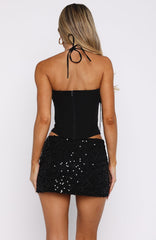 Mirrorball Mood Sequin Mini Skirt Black