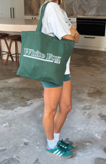No Hesitation Tote Bag Forest Green/White