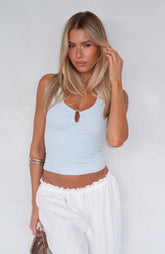 Not Over It Yet Halter Top Baby Blue