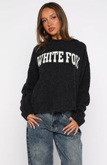 Off To Better Things Oversized Knit Hoodie Charcoal