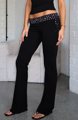 Saving My Heart Pants Black/White Polka Dot