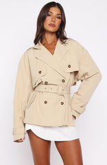 She's Popular Cropped Trench Sand