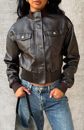 She's Sassy Pu Jacket Coffee