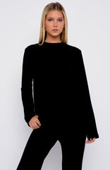 Slow Life Long Sleeve Pyjama Top Black
