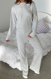Slow Life Pyjama Pants Grey/White Stripe
