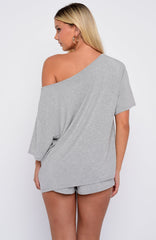 Slow Life Pyjama Shorts Grey Marle
