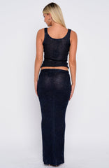 Star Shining Sequin Knit Maxi Skirt Midnight