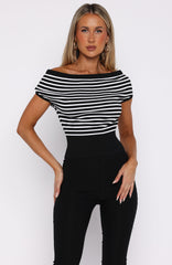 Sweet Dreams Off Shoulder Top Black/White Stripe