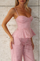 Tempt Me Not Top Pink Stripe