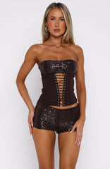 The Lime Light Beaded Bustier Chocolate