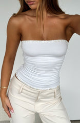 Took A Look Strapless Top White