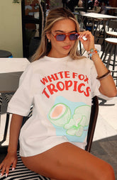 White Fox Tropics Oversized Tee White